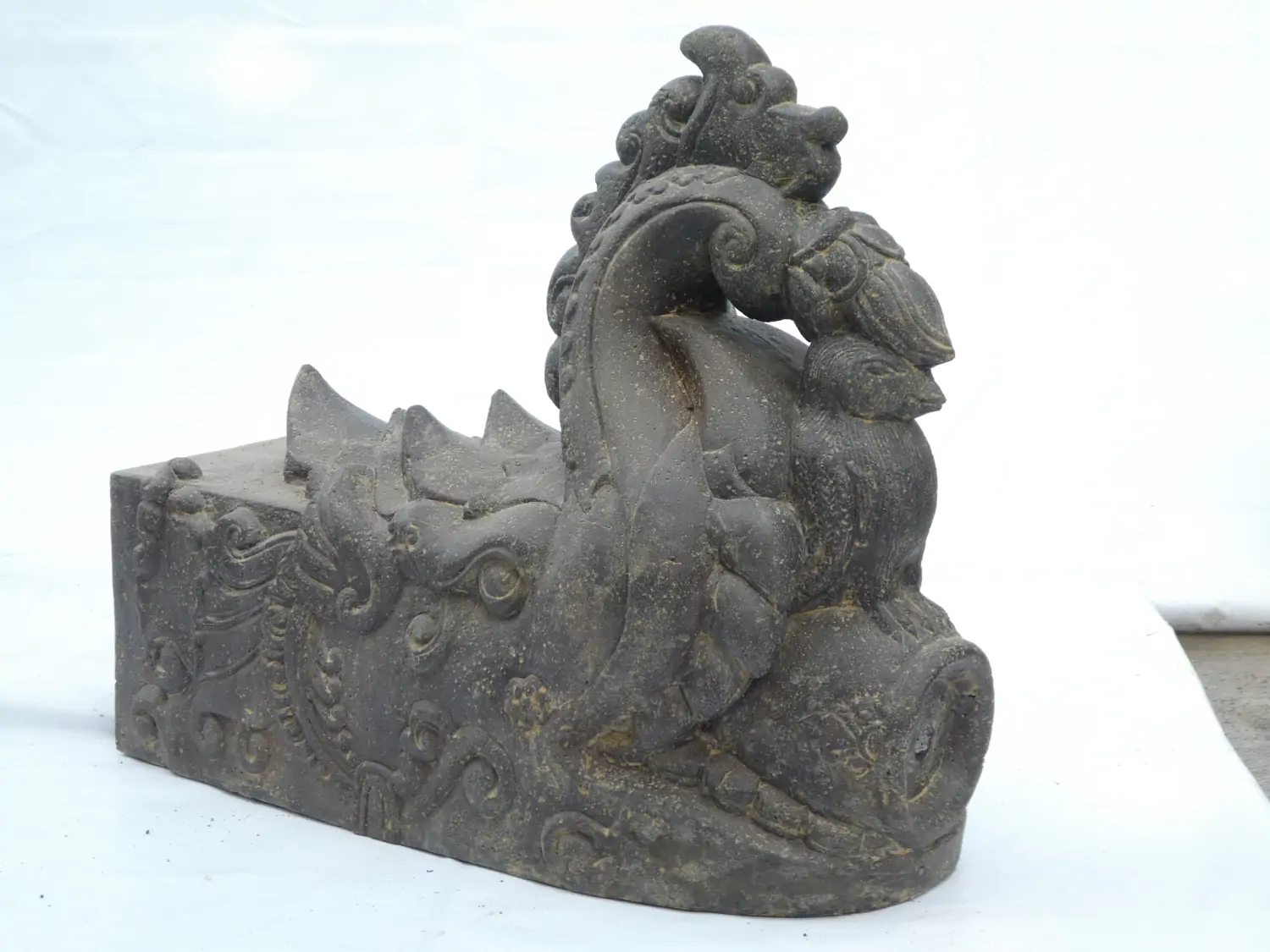  Product image 6 of the product “Makara, 50cm height . Cast stone with antique finish, handmade rework. ”
